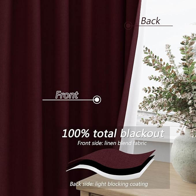 100% Blackout Curtains 108 Inch Length 2 Panels Set - Image 4