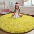 Yellow Round Area Rugs 4ft for Bedroom Living Room, Fluffy Circle Rug for Kids by ONASAR