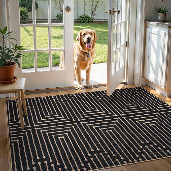 Lahome 3x5 Easy Jute Rugs for Entryway, Non Slip Stain Resistant Front Door - Image 2