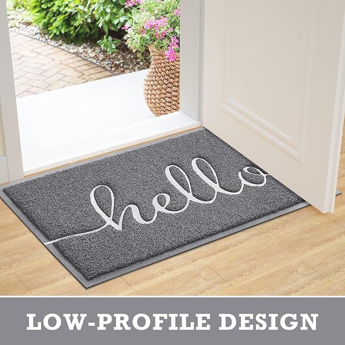 Grey Door Mat Welcome Mats Outdoor Indoor Doormat - Image 5