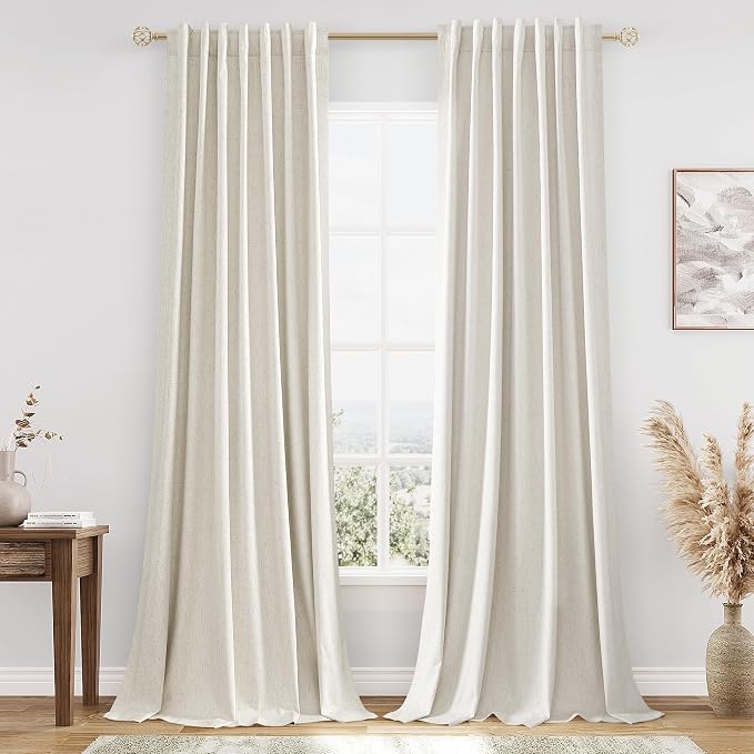 Extra Long 100% Blackout Linen Curtains by Guken