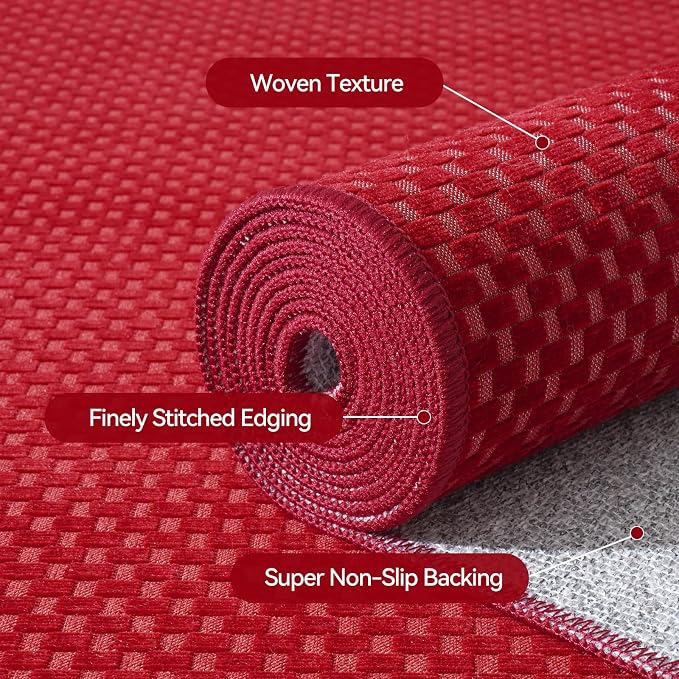 3x5 ft Area Rug Entryway Runner Kitchen Rugs Non Slip Washable Red | Boho Woven - Image 5