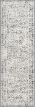 2.6x14 Washable Runner Rug:Modern Abstract Soft Carpet Black Grey | by FXRHLP