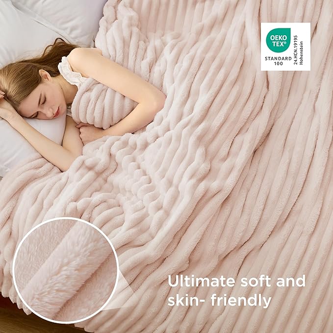 Bedsure GentleSoft California King Size Blanket for Bed - Cozy Soft Blankets for Women, Cute Large Throws for Girls, Crystal Pink, 102x96 Inches