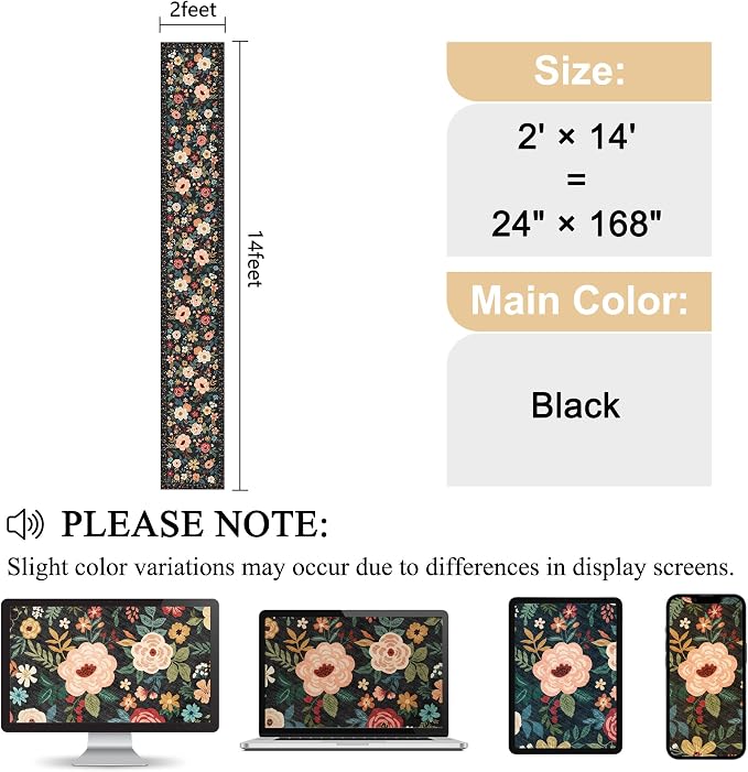 DUKINO 2x14 Runner Rug, Washable Long Kitchen Runner Rug Non Slip, Low Pile - Image 2