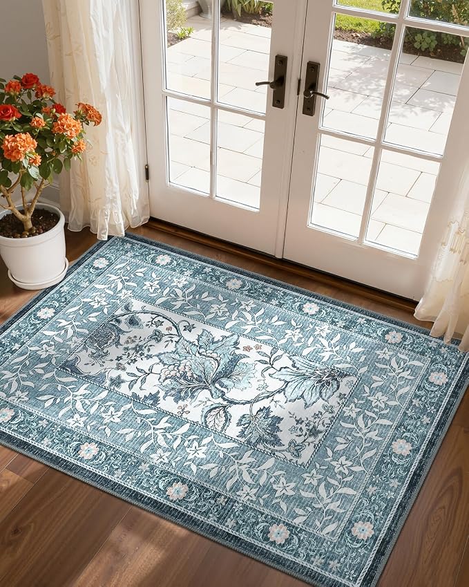 GarveeHome Mist Blue 2x3 Door Mat Indoor Rugs by GarveeHome