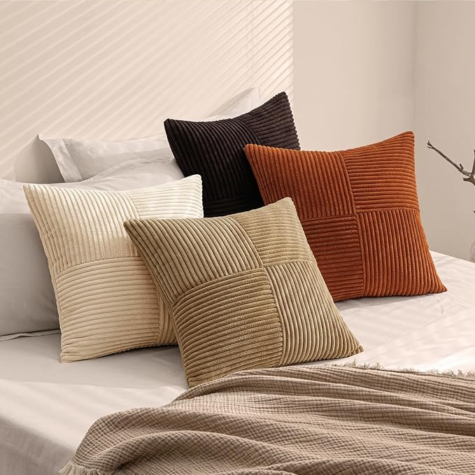 MIULEE Brown Beige Throw Pillow Covers 18x18 Inch Set of 4 Boho Farmhouse - Image 6