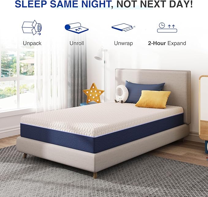 6 Inch Full Size Mattress, Gel Cooling Memory Foam Mattress in A Box, Medium Firm Feel for Back Pain Relief, CertiPUR US Certified