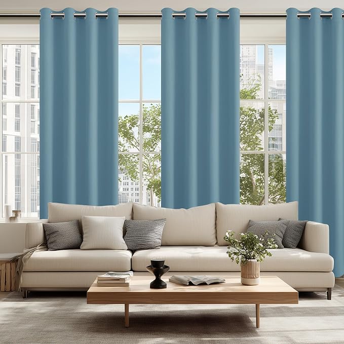 Blackout Curtains for Bedroom, Stone Blue, 52 x 84 Inch, 2 Panels | Thermal - Image 6