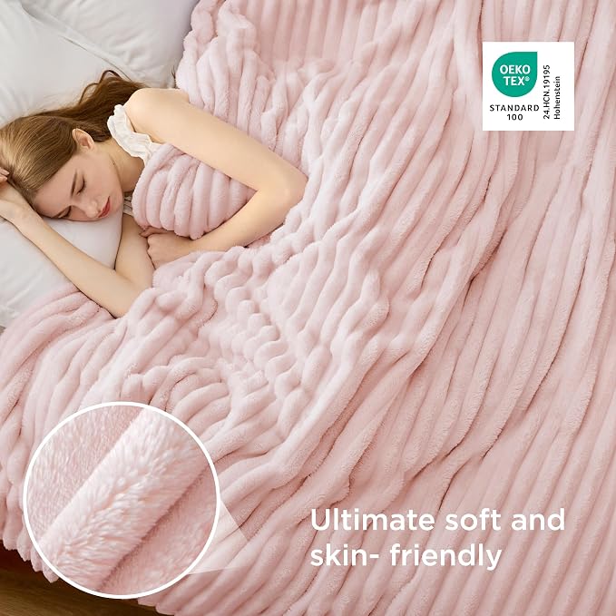 Bedsure Soft Cal Size Blanket for Bed Crystal Pink 102"x96" | Birthday Gifts - Image 4