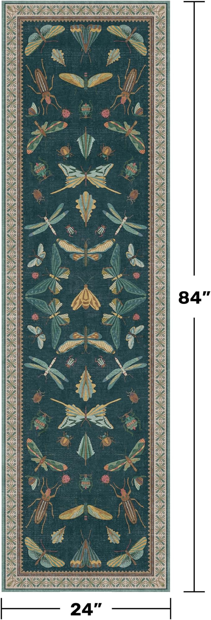 Washable 2x7 Kitchen Sink Runner Rug, Teal Boho Bathroom Carpet - Image 2