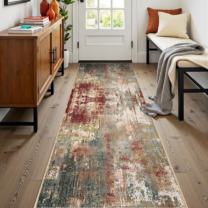 RELEANY Washable Runner 2'x8' Abstract Area Rug - Image 3
