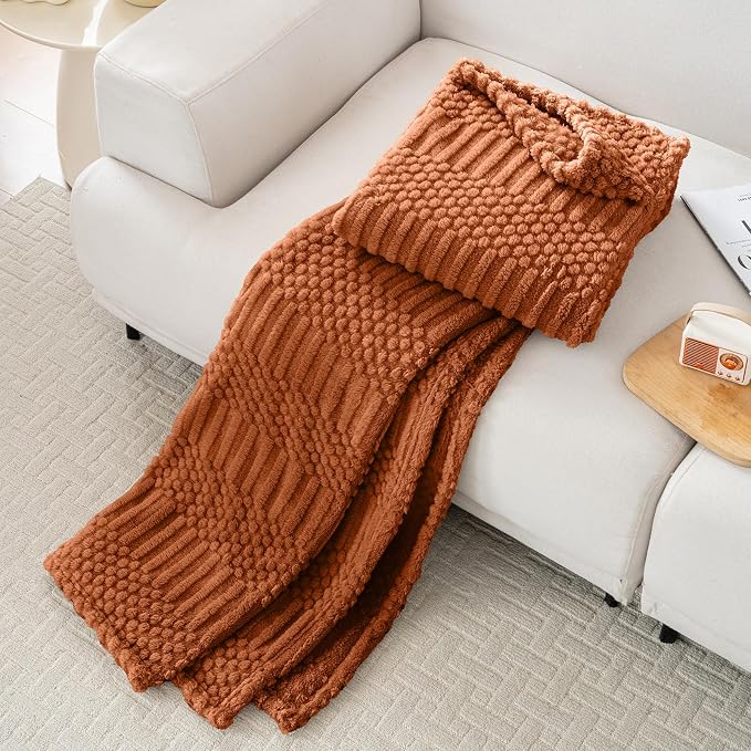 90x104 Inch Rust King Bed Blanket - Image 4