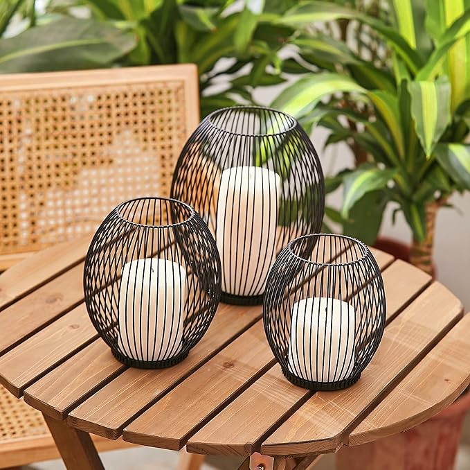 OLEEK Large Metal Candle Holder - Outdoor Lanterns for Patio - Iron Candle Holder - Decorative Candle Holders for Pillar Candles - Table Candles Holders Decor - Iron Candle Stands - Candles Holder