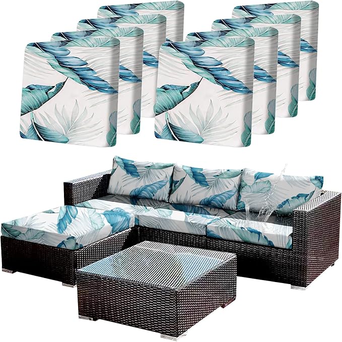 CALBODE 8Pcs Stretch Patio Cushion Covers Outdoor Couch Cover Replacement by CALBODE