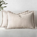 MIULEE Linen Decorative Lumbar Throw Pillow Covers Natural Beige 12x20 | Set of by MIULEE