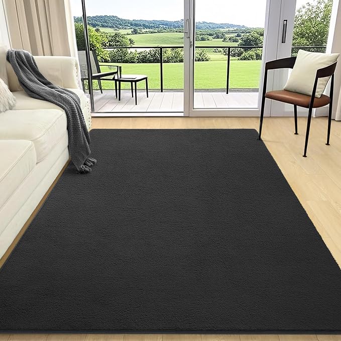 6x9 Area Rugs for Living Room Non Slip Dorm Bedroom Rug, Dark Grey | Modern - Image 2