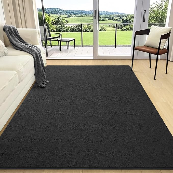 5x7 Area Rugs for Living Room Non Slip Dorm Bedroom Rug, Dark Grey | Modern by AROGANAREARUG