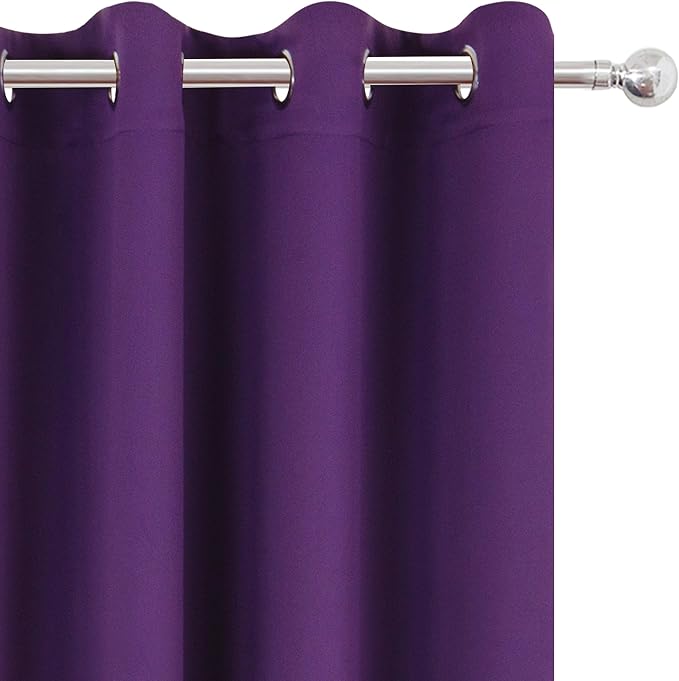 Blackout Curtains 52 x 63 inch/Purple Curtains Set of 2 Panels/Thermal - Image 7
