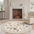 Beige 4Ft Round Area Rug for Living Room Bedroom | Stain Resistant; Non Slip; by WelcometoBabovid