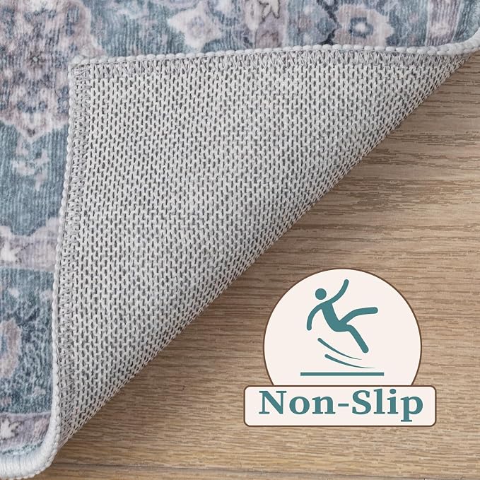 SERISSA 5x7 Washable Non Slip Floral Boho Area Rug - Image 3