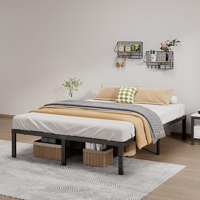 Metal Bed Frame King Size - 14 Inch Heavy-Duty King Platform Bed Frame No Box Spring Needed, Easy Assembly, Noise-Free, Sturdy Mattress Foundation, Underbed Storage Space