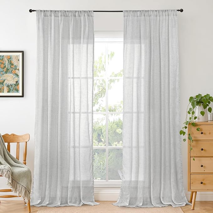 BGment Light Grey Linen Sheer Curtains by BGment