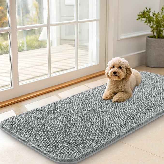 OLANLY Dog Door Mat for Muddy Paws 47x20, Super Absorbent Chenille Mud Mat | by OLANLY