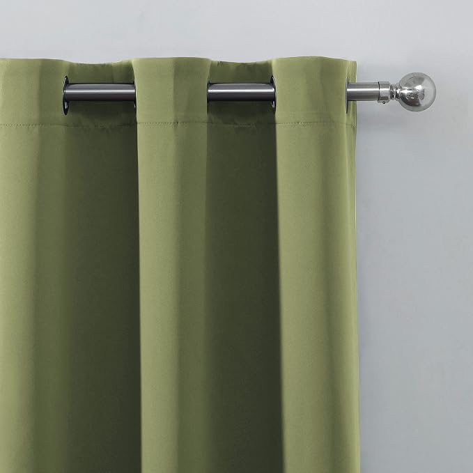 Olive Green Blackout Curtains 52 x 63 Inch Length/Set of 2 Curtain - Image 7
