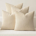 MIULEE Soft Corduroy Decorative Throw Pillow Covers Beige 18x18 | Set of 4 by MIULEE