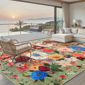 Floral Large Area Rug 10x14 for Living Room Bedroom | Low Pile; Non Slip; by WelcometoBabovid