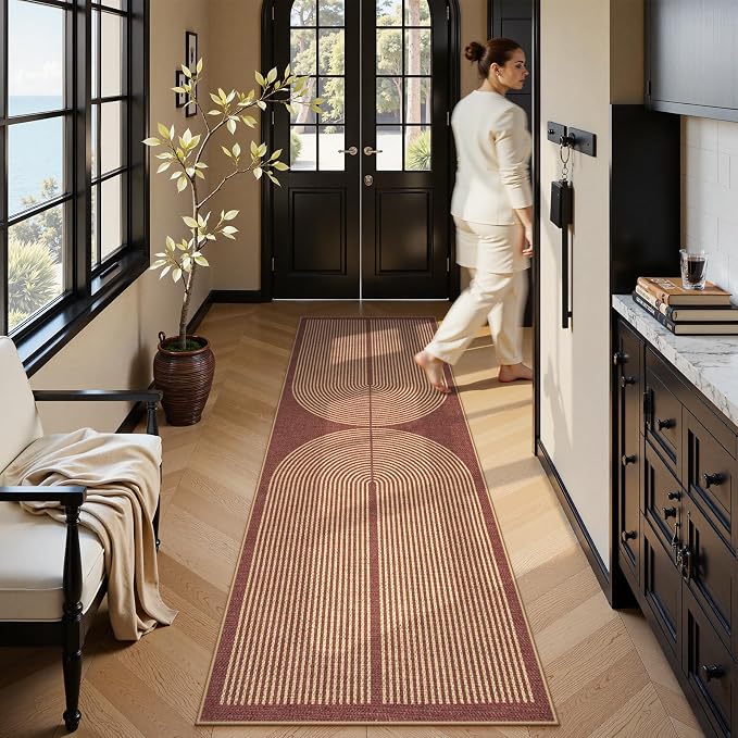 Lahome Modern Rainbow Easy Jute Entryway Rug, Washable Kitchen Runner Rug | - Image 7