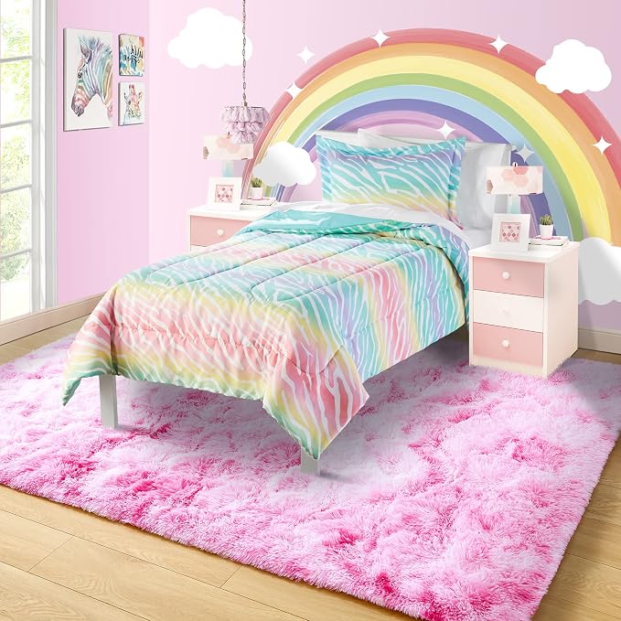 4x6 Tie-Dyed Pink Fluffy Soft Area Rug Non-Slip - Image 3
