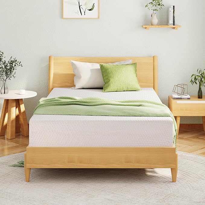 EGOHOME Twin XL Memory Foam Mattress, 6 Inch Bed Mattress in a Box with Cooling Green Tea Gel, Relieve Pressure with Medium Support, CertiPUR-US Certified, 80''L x 38''W, White