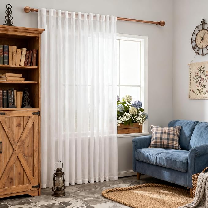 MYSKY HOME White Curtains 84 Inches Long by MYSKYHOME