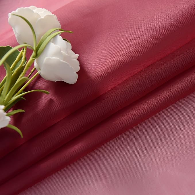 SpaceDresser Basic Rod Pocket Sheer Voile Window Curtain Panels Burgundy 1 Pair - Image 5