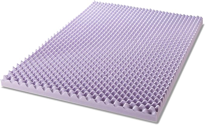 Best Price Mattress 4 Inch Egg Crate Memory Foam Mattress Topper with Soothing Lavender Infusion, CertiPUR-US Certified, Dorm Essentials, King