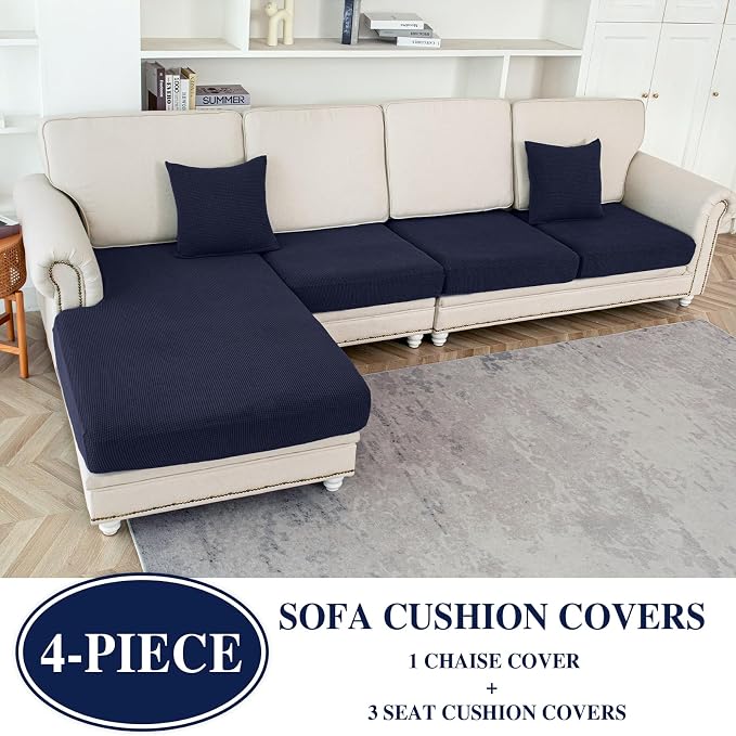 LA MEACK Couch Cushion Covers for Sectional Sofa L Shape Washable Separate Seat - Image 2