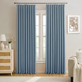 2 PCs Dusty Blue Pleat Wide Drapes by KEQIAOSUOCAI