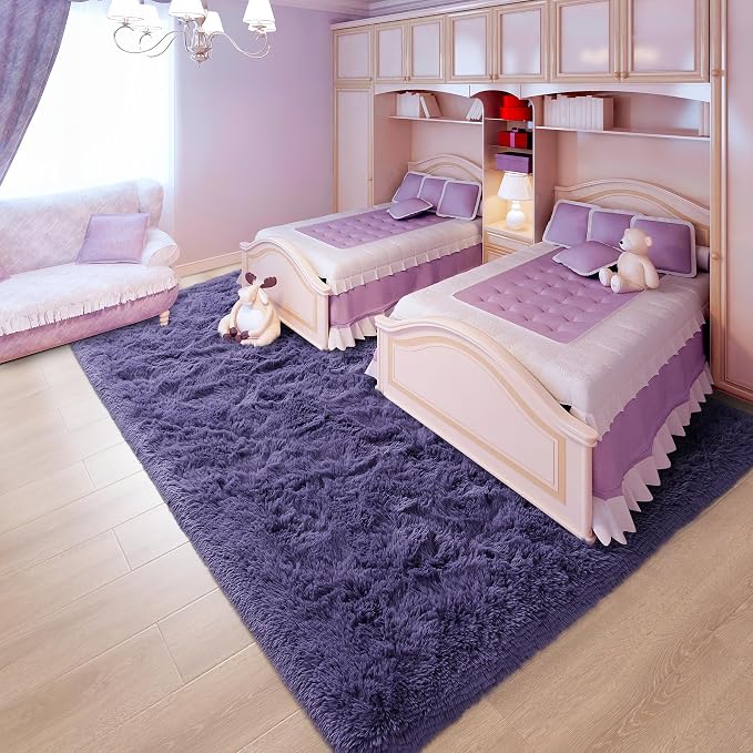 9x12 Extra Large Taro Purple Fluffy Area Rug Non-Slip - Image 3