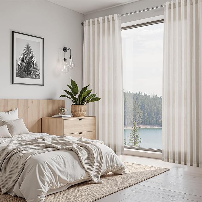 Pearl White Linen Curtains 84 Inches Long - Image 7