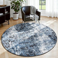 Rugflix Round Area Rugs 4Ft for Living Room, Washable Navy Blue Circle Rug | by RugflixAreaRugs