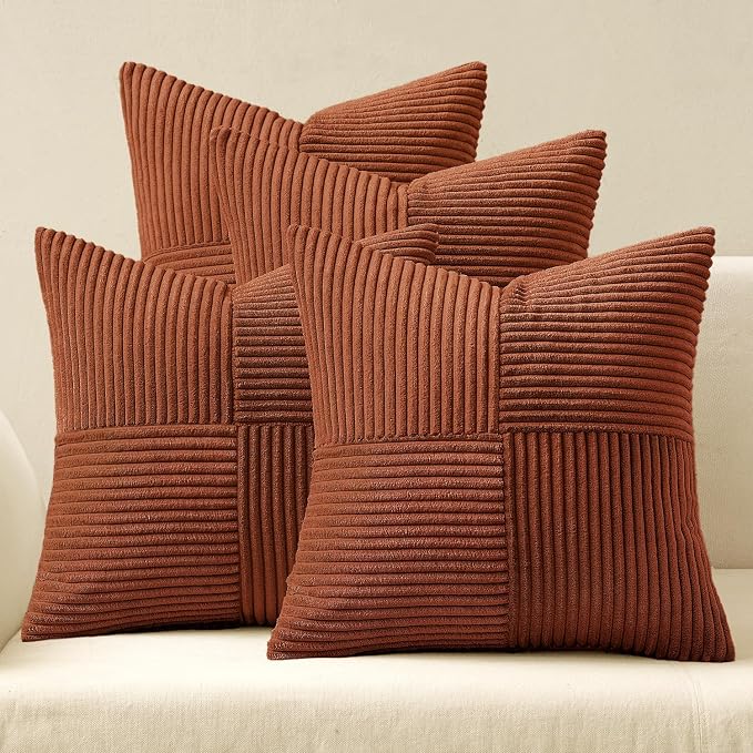 MIULEE Fall Boho Farmhouse Rust Decorative Throw Pillow Covers 18x18 Inch 4 by MIULEE