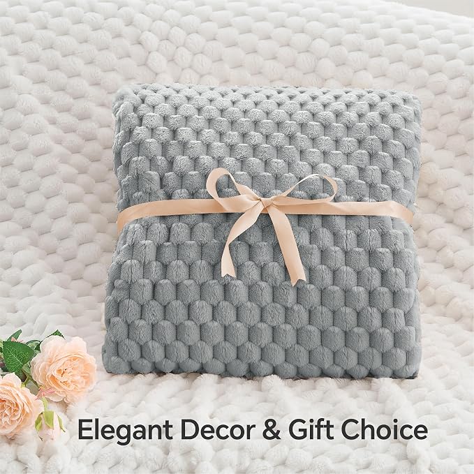 BEDELITE Grey Throw Blanket for Couch, Soft Cozy Gifts for Women, 50 * 60 | 3D - Image 4