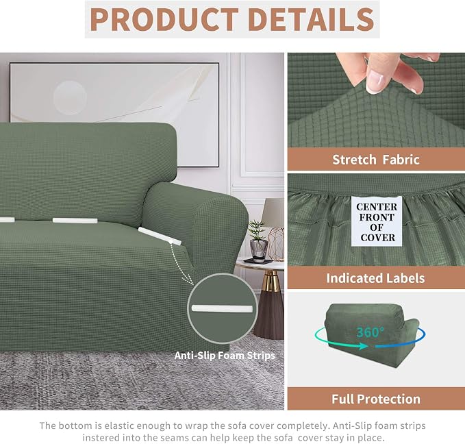 Easy-Going 100% Waterproof Loveseat Couch Cover Stretch Jacquard Sofa Cover | - Image 4
