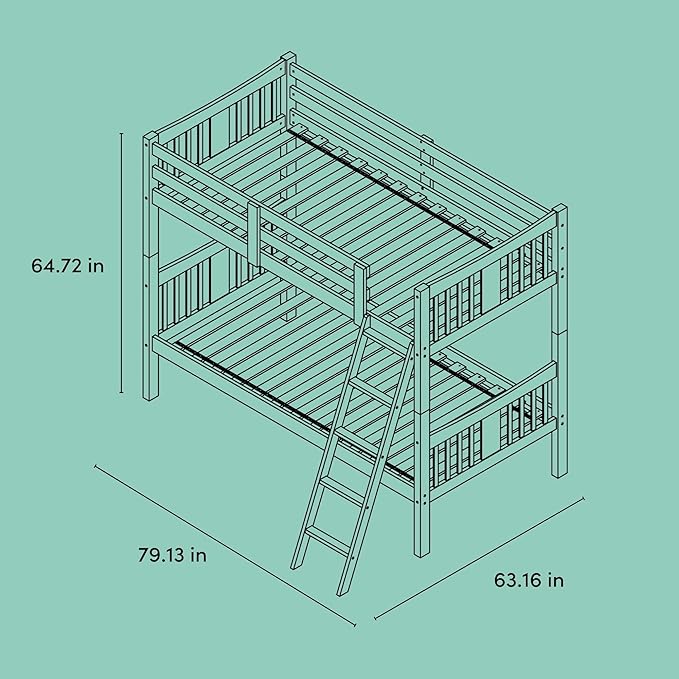 Storkcraft Caribou Bunk Bed Twin Over Twin Bunk Bed (Olive and Natural) - GREENGUARD Gold Certified, Twin Bunk Beds for Kids, Converts to 2 Individual Twin Beds (Mattress not Included)
