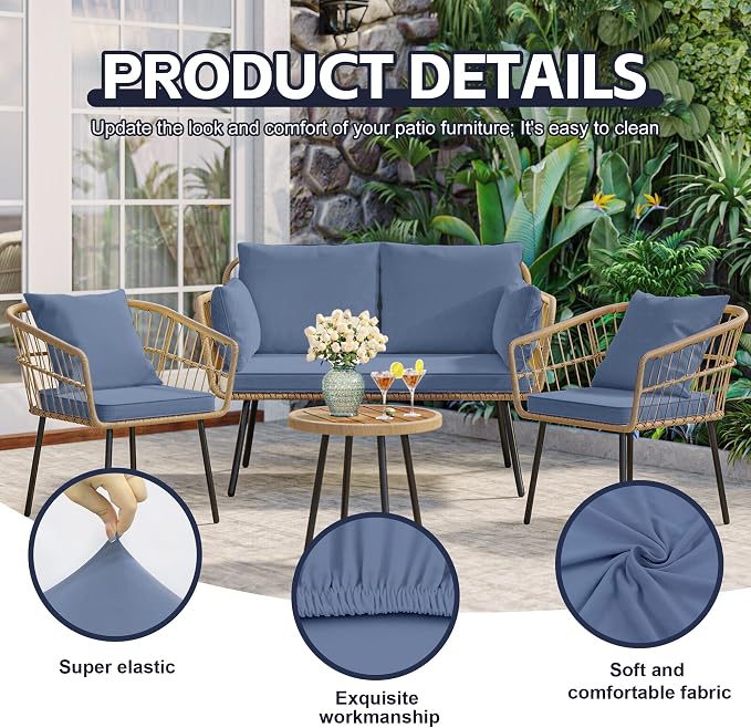 12Pcs Patio Cushion Covers, Outdoor Stretch Cushion Covers, Washable | Stretch - Image 3