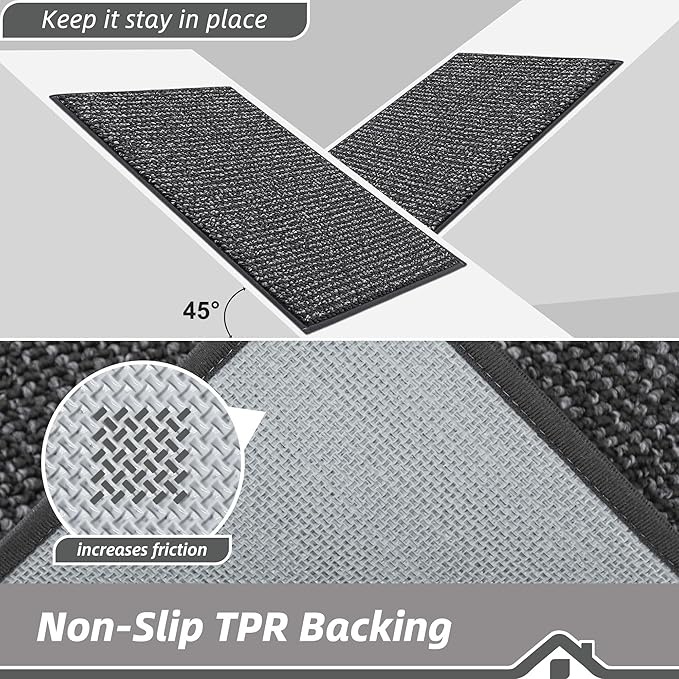 BEQHAUSE Dirt Trapper Door Mat 32"x72", Non-Slip Washable Doormat, Charcoal | - Image 6
