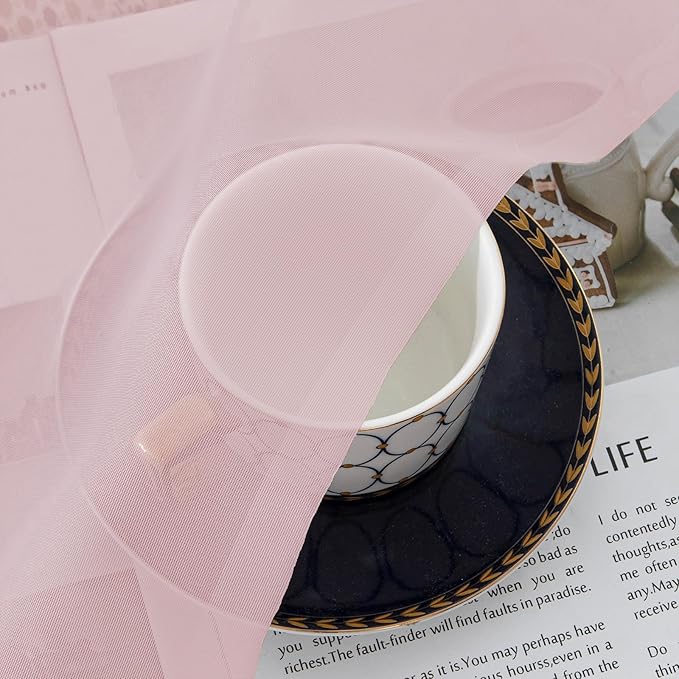 Blush Pink Sheer Curtains 54 Inches Long 2 Panels - Image 4