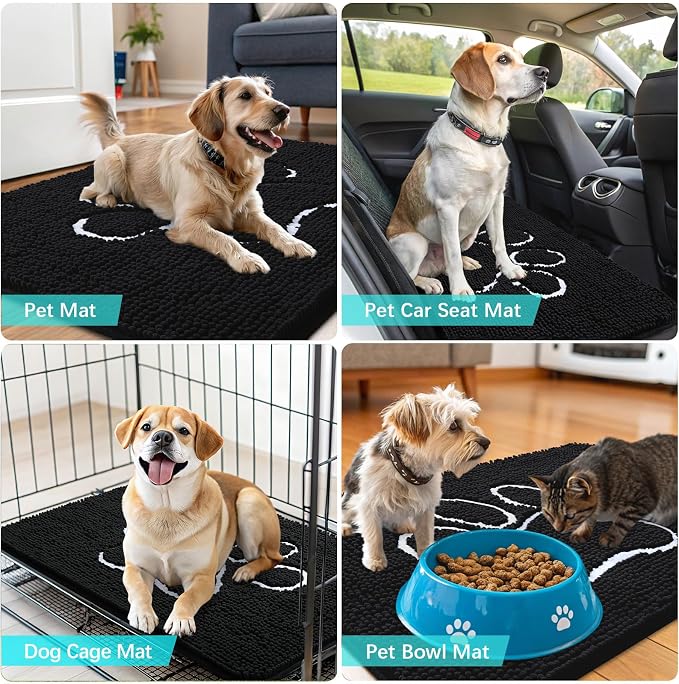 OLANLY Dog Door Mat for Muddy Paws 34x21, Paw Print Design Chenille Mud Mat | - Image 7